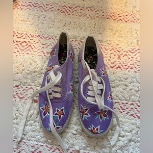 Hand Painted Purple Floral Sneakers